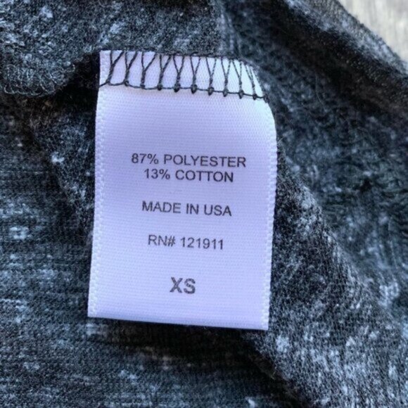 Revolve LNA Deep U Neck Tee T-Shirt Asymmetrical Hem Short Sleeve Heather Black - Picture 11 of 15